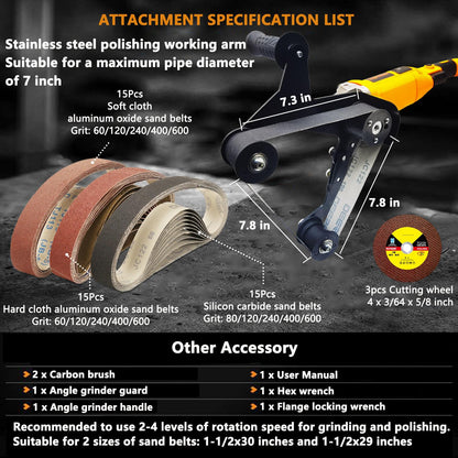 Hangjiatool Pipe Tube Polisher Sander,1260W High-Power Industrial Grade Pipe Belt Sander with 6 Variable Speeds,Professional Polishing Tools for Grinding, Polishing,and Rust Removal.