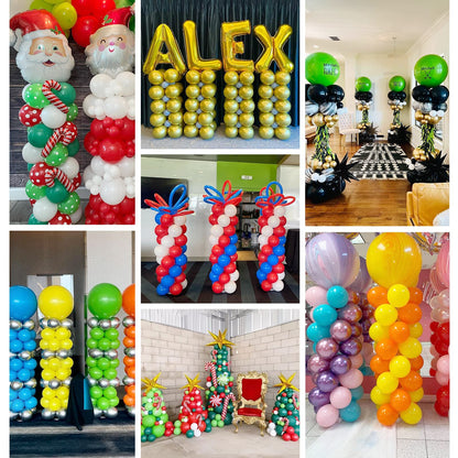 TEKXYZ Telescoping Balloon Stand Set of 4, 1.5ft to 7ft Free Adjustable Metal Balloon Column Stand for Party Decorations