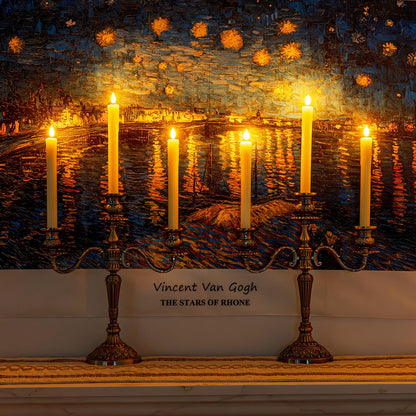 Homemory 12 Pcs Real Wax Flameless Taper Candles with Remote Timer and Dimmer, Battery Operated Candlesticks with Flickering Light, Ivory Window Candles, 9.6 Inches for Wedding Home Decor