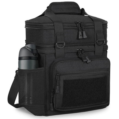 Tactical Lunch Box Cooler Bag - Expandable Insulated Lunch Bag for Men Women - Large Lunchbox for Adults Work Shifts Outdoor Trips Black 16L