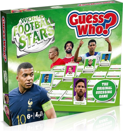 Winning Moves World Football Stars Guess Who? Green Board Game Play with Messi Ronaldo Harry Kane Salah Easy to Setup Gift for Kids Ages 6 and up One Size Fits All