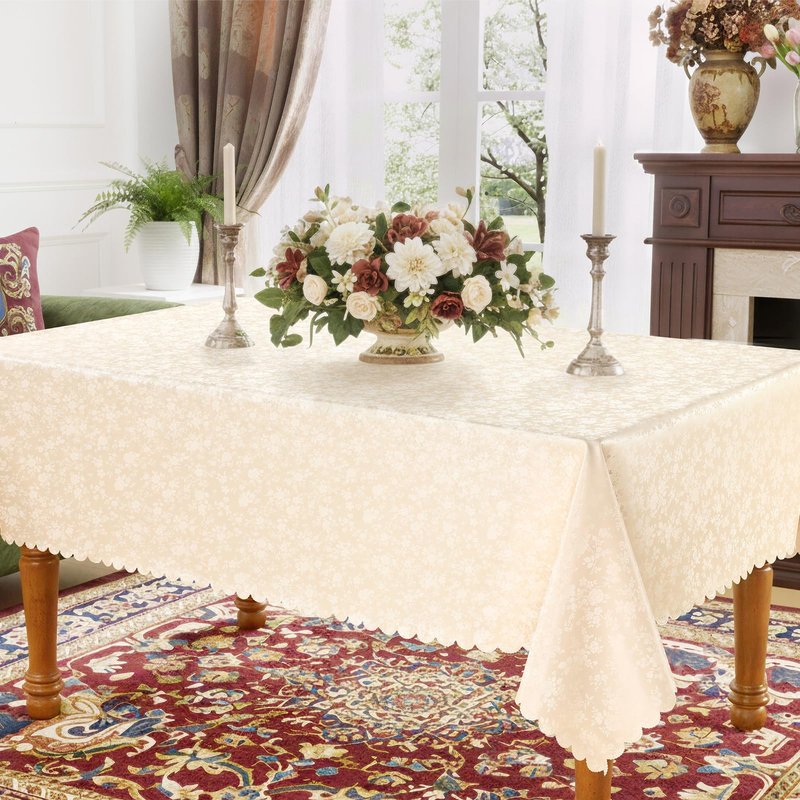 Smiry Rectangle Table Cloth, Waterproof Heavy Duty Vinyl Tablecloths, Wipeable Washable Table Cover for Kitchen and Dining Room (Beige, 54" X 78")