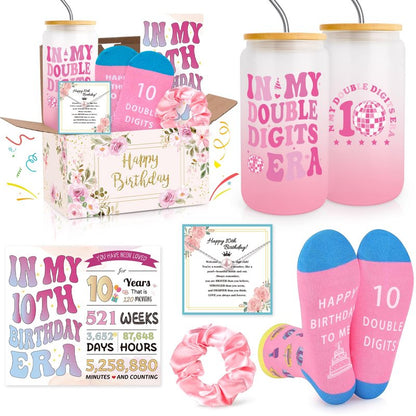 9 Year Old Girl Birthday Gifts, Cute Presents for 9 Year Old Girls, Unique Tween Girl Gift Ideas for 9th Girls w/ 16oz In My 9th Birthday Era Glass