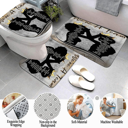 Skiennix Black King Queen Shower Curtain Set - Inspirational Quotes Bathroom Decor | 4-Piece Waterproof Fabric