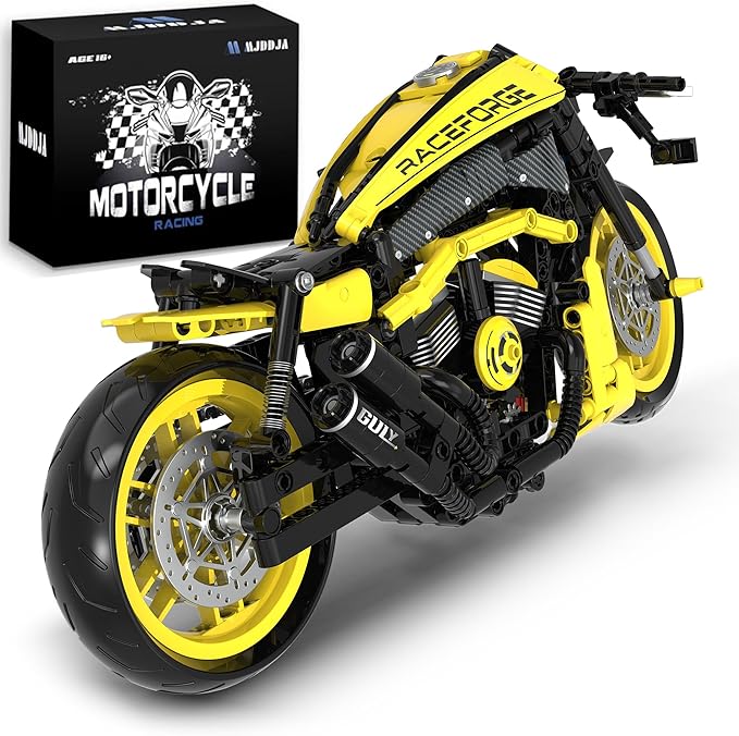 MJDDJA 1:8 Muscle Motorcycle Car Building Set for Adults Kickstand for Display Muscle Bike Chopper Building BlocksHome Office DecorGift for Adults Birthday(554PCS)