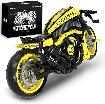 MJDDJA 1:8 Muscle Motorcycle Car Building Set for Adults Kickstand for Display Muscle Bike Chopper Building BlocksHome Office DecorGift for Adults Birthday(554PCS)
