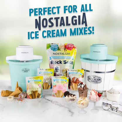 Nostalgia Electric Ice Cream Maker – Parlor Style, Old Fashioned Soft Serve Ice Cream Machine Makes Frozen Yogurt or Gelato in Minutes - Fun Kitchen Appliance – White - 4 Quart