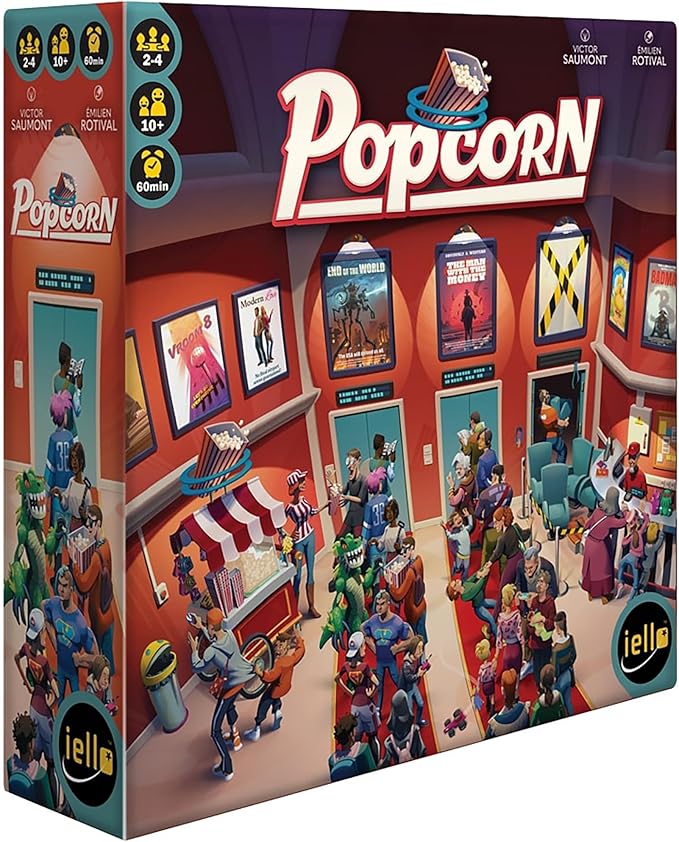 IELLO: Popcorn Strategy Board Game Manage a Movie Theater Attract Cinema Guests Competitive 60 Minute Play Time 2 to 4 Players for Ages 10+