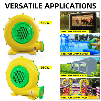 GONFLABLE 480w+950w Air Blower for Inflatable Spray Paint Booth, Perfect for Inflatable Bounce House, Bouncy Castle, Jumper, Water Slid, Blower Corded