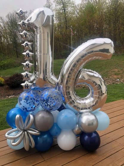 Silver Number 14 Balloon 40 inch, 14 Number Balloons, 14th Silver Birthday Decorations for Girls Boys Kids, 14 Year Old Silver Party Supplies