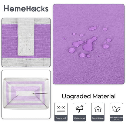 HomeHacks 2 Pack Large Laundry Baskets, Waterproof, Freestanding Laundry Hampers, Collapsible Clothes Hamper with Reinforced Handles in Laundry, College Dorm, Bathroom, Bedroom (Purple, 88Lx2)