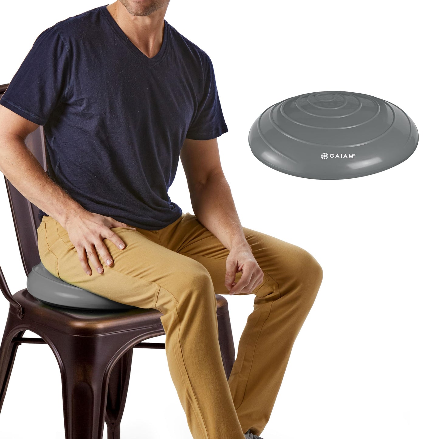 Gaiam Balance Disc Wobble Cushion Stability Core Trainer For Home Or Office Desk Chair & Kids Alternative Classroom Sensory Wiggle Seat - Grey , 16 Inch