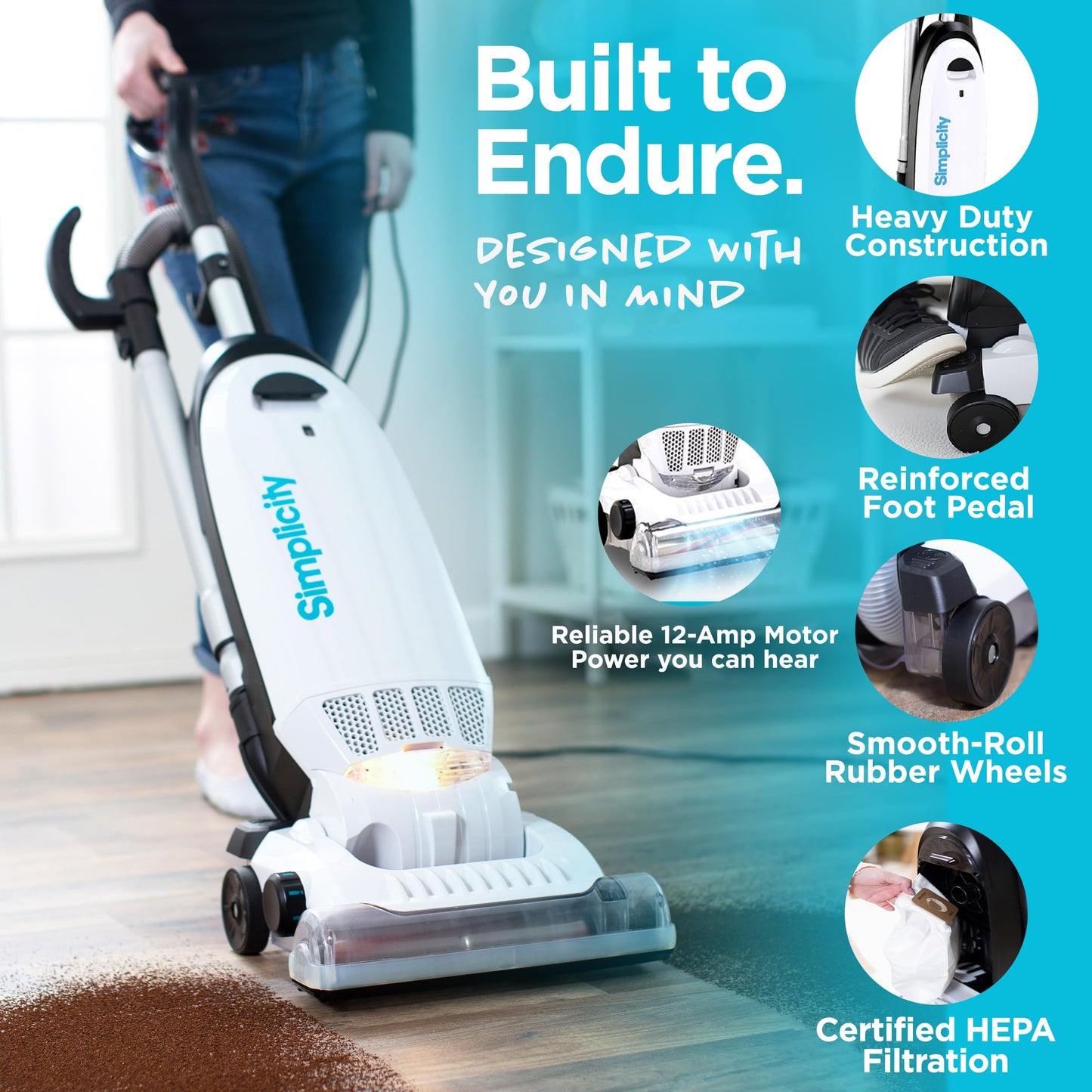 Simplicity Vacuums Allergy Pet Bundle | Bags & Filter Set Bundle | Upholstery Tool Bagged Vacuum Cleaner | Certified Hepa Vacuum | Pet Hair | S20EZM