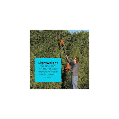 BLACK+DECKER 20V MAX Pole Hedge Trimmer Cordless with Battery and Charger, 18-Inch Dual Action Blade Power Hedge Trimmer, Extended Long Reach Hedger Up to 11 Ft, 180 Degrees Pivoting Head (LPHT120)
