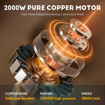 CGOLDENWALL Hammer Mill Grinder, 2000W Commercial Electric Herb Grinder, 44 Lbs/H, Continuous Feeding, with Funnel & 6 Sieve Meshes, Pulverizer for Dry Herb Grain Spice Nutmeg,110V
