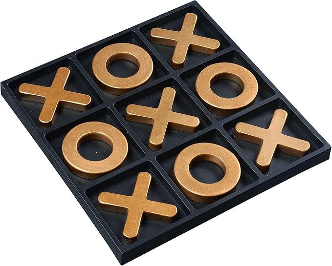 Classic Tic Tac Toe Game Resin Strategy and Fun Games for Kids Tabletop Board Games Party Favours for KidsGolden Tic-Tac-Toe Plastic Board Home DécorGold
