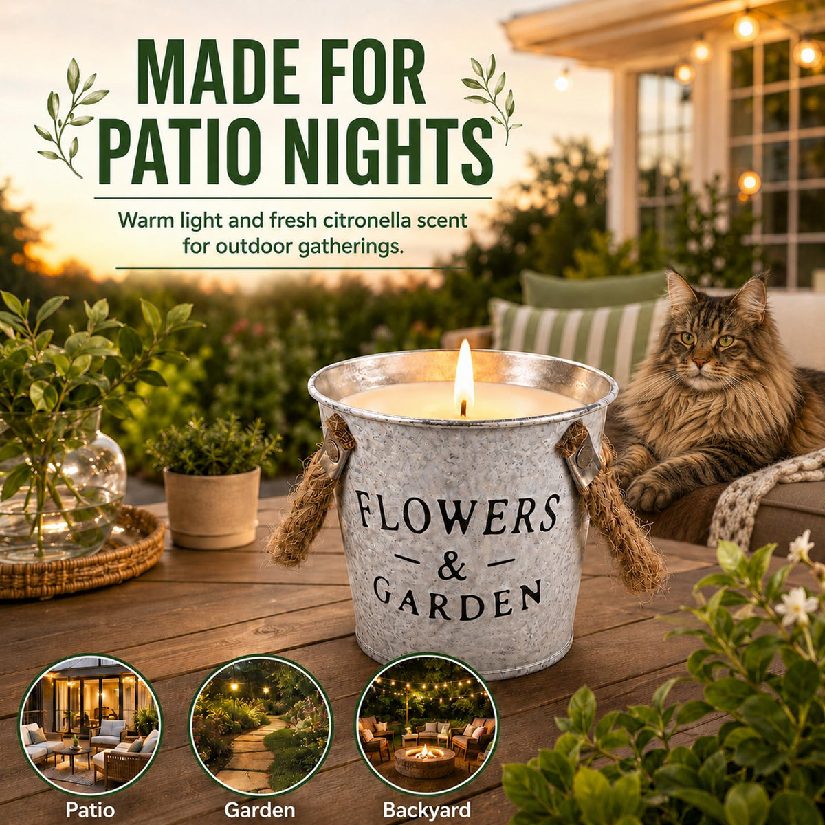 Citronella Candles Outdoor, 50oz Citronella Candle for Patio, Garden, Yard, Balcony Backyard & Camping,Total 300Hours Burning Large Summer Outdoor Candles 4 Pack