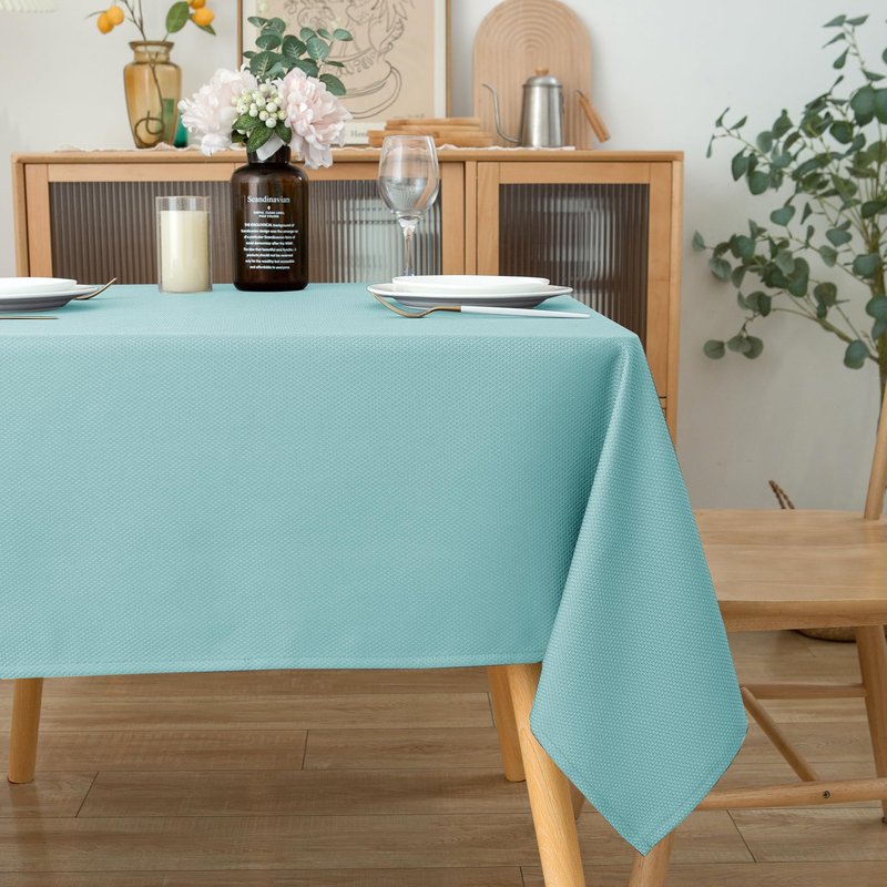 Biscaynebay Textured Fabric Square Tablecloths 90x90 Inches, Silver Grey Water Resistant Spill Proof Card Table Cloth Folding Table Cover for Dining, Kitchen, Wedding and Parties, Machine Washable
