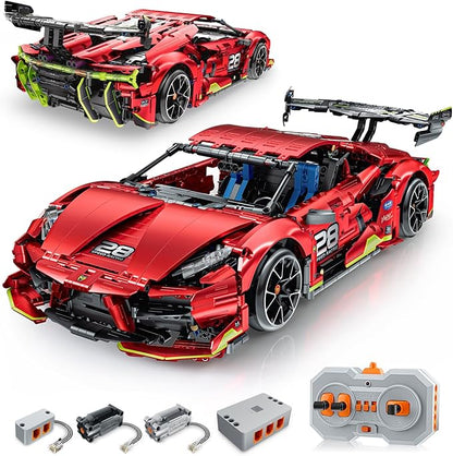 Remote Control Super Car Building Kits 1835PCS Technique Plated Race Car Building Set for Adults Men Teens - with 5 Fast Motors Electric Height Adjustment &amp Drift Spin Wheels