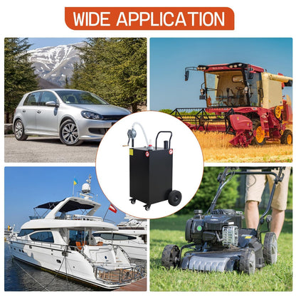 Fuel Caddy,40 Gallon Portable Fuel Caddy with Manual Pump,Heavy Duty Gasoline & Diesel Transfer Tank On 4 Wheels for Cars,Lawn Mowers,Trucks,ATVs,Boats Black