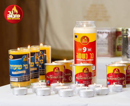 Ner Mitzvah 9 Day Yahrtzeit Candle - Kosher Memorial and Yom Kippur Candle in Plastic Holder