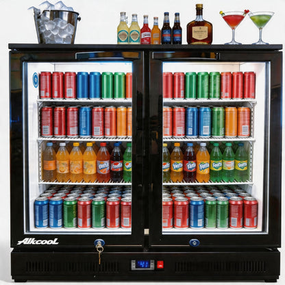 NAFCOOL Back Bar Cooler Under Counter Beverage Refrigerator, 7.5 Cu Ft Undercounter Fridge,2 Door 36 inch Commercial Beer Built-In Cooler with LED Light Adjustable Shelves Safety Locks,ETL Approval