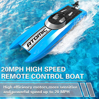 volantexrc Remote Control Boats for Pools and Lakes 20+MPH AtomicXS High Speed RC Boat for Adults Toy Boat Gifts with 2 Batteries &amp Reverse Function (795-5 Blue)