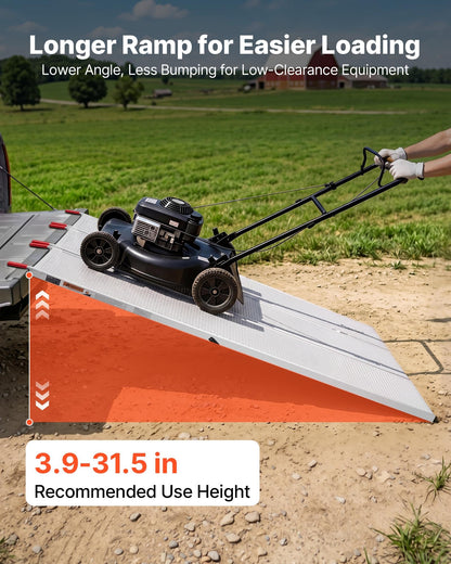 VEVOR Aluminum Trailer Ramps, 76 x 54 in Tri-Folding Truck Ramps with Straps & Non-Slip Rubber Fingers, 1500LBS Capacity ATV Loading Ramps for Pickup Trucks, Motorcycles, Lawn Mowers, Tractors, Carts