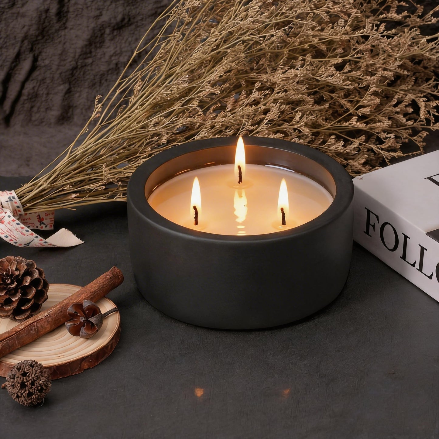 Viyffo 20oz Large Scented Candle – Eucalyptus & Rosemary, 3 Wick Non Toxic Soy Candles for Women & Men, Matte Black Ceramic Jar, Luxury Home Fragrance, Elegant Room Decor & Premium Birthday Gift