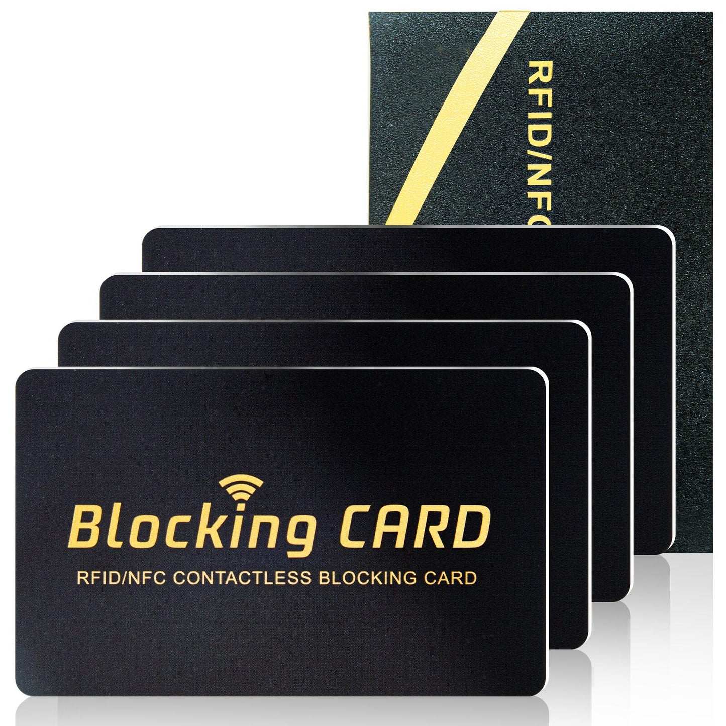 Schembo RFID Blocking Card,Contactless NFC Debit Credit Card Passport Protector, One Card Protects Entire Wallet/Purse for Men & Women, Smart Slim Design Perfectly Fits in Wallet/Purse (4Pack Black)