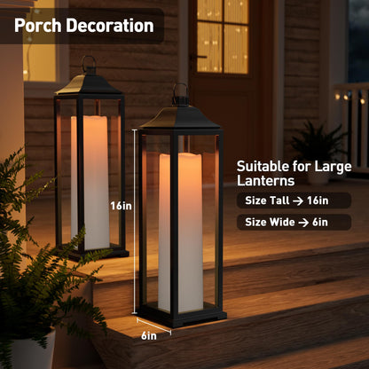 14"×4" Large Outdoor Candles with Timer Waterproof LED Flameless Pillar Candles Battery Operated with Remote Flicking Plastic for Home Decoration Porch Patio Wedding Fireplace Lantern, White