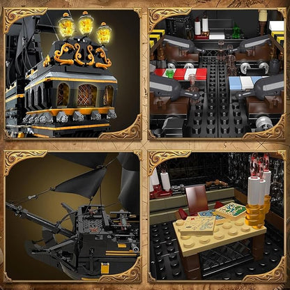 Mould King Pirate Ship Model Building Blocks Kits Black Pearl Ship MOC Model Set to Build Large Pirates Ship Boat Model Blocks Assembly Toy(5266 Pieces)