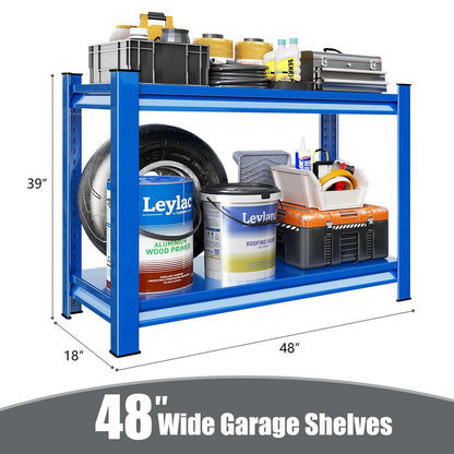 Rufokisa Garage Shelving Heavy Duty，Large Loads Adjustable Garage Storage Shelves, Metal Storage Racks and Shelving Units, Utility Rack Shelves,48”W x 18”D x 39”H,Blue