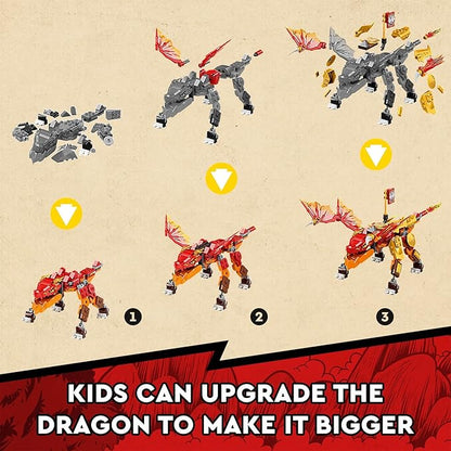 LEGO NINJAGO Kai’s Fire Dragon EVO Toy 71762 for Kids with Cobra &amp Boa Snake Warrior Figures and Kai Minifigure Collectible Mission Banner Series