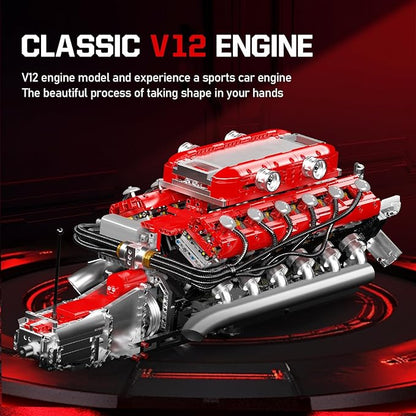 Mould King V12 Engine Model Kit That Runs MOC Engineering Model Building Kit with Battery and Motor 3472 PCS STEM Engineering Building Blocks for Adults