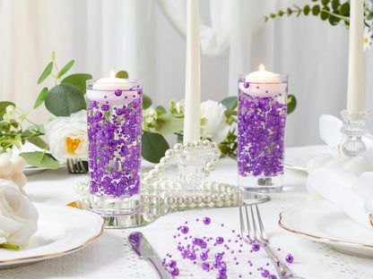 YATOJUZI 30 PCS Artificial Pearl String Purple Vase Filler Floating Pearls for Vases Centerpieces Faux Pearl Beads String Decorations Wedding Holiday Party Decor