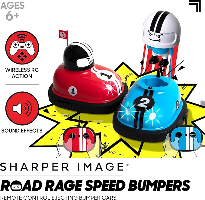 Sharper Image Road Rage Remote Control Cars Mini RC Speed Ejector Bumper Cars 2 Player Head to Head Battle Game with Ejecting Drivers Sounds &amp Lights Fun Indoor Kids Toys for Ages 6 and Up