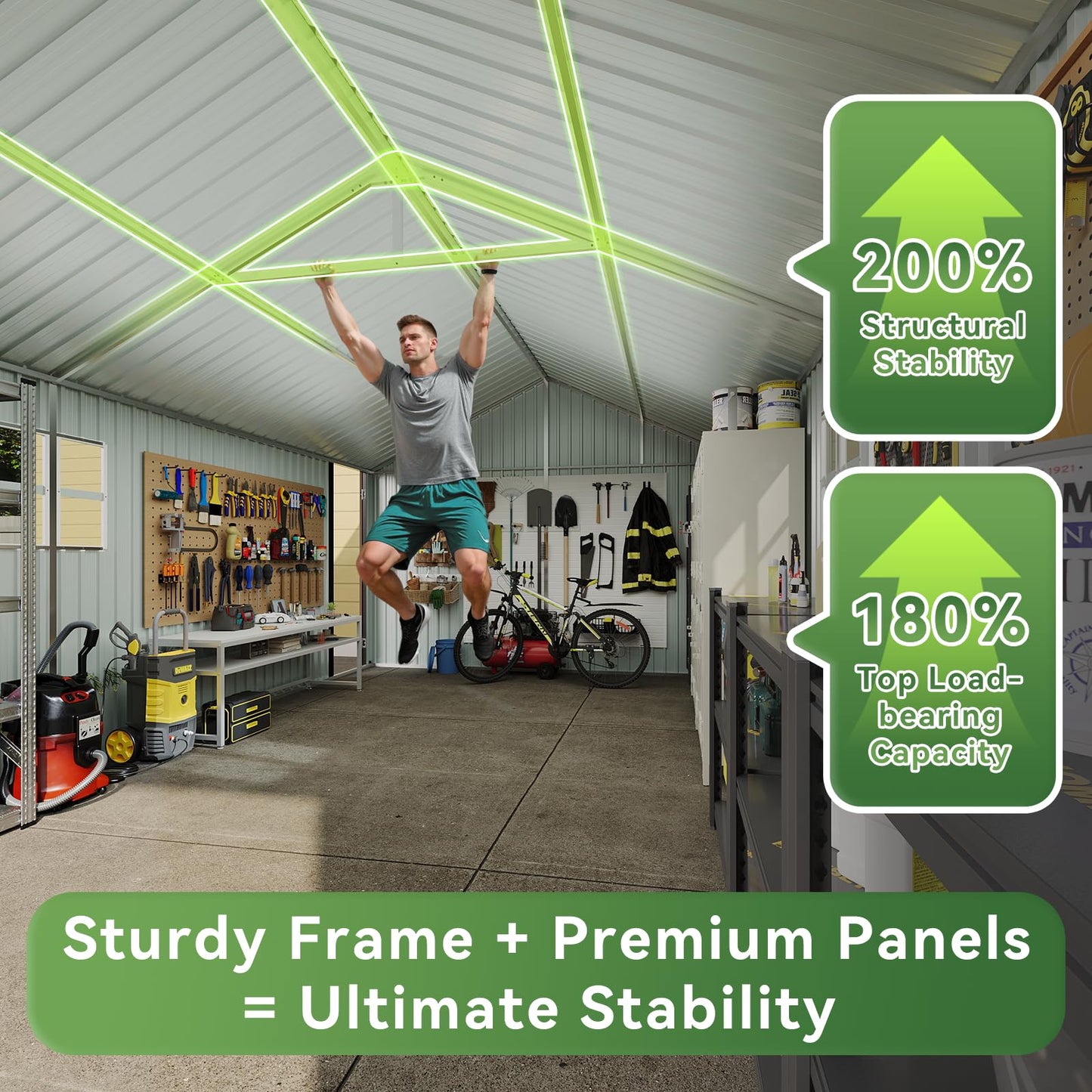 Aoxun 12x20x9.3 FT Metal Storage Shed Outdoor Large Garage Shed Carport with Double Doors,Side Door & Windows, Heavy Duty Garden Tool Shed All-Weather Outdoor Building for Vehicles & Sundries(Brown)