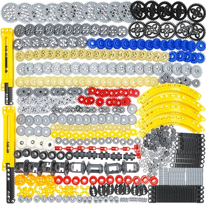 Technic Parts for Lego Kits 466 Pieces Car Gear Axle Pin Chain Link Tire Wheels Building Blocks Set - Compatible with Major Brands