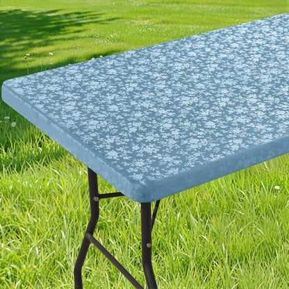 Smiry Rectangle Picnic Table Cloth, Elastic Waterproof Fitted Heavy Duty Vinyl Tablecloths, Wipeable Washable Table Covers for Kitchen, Dining, Camping, Outdoor (Stone Blue,30" X 72")