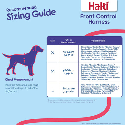 HALTI Front Control Harness - To Stop Your Dog Pulling on the Leash. Adjustable, Lightweight and Easy to Use. Anti-Pull Dog Training Harness for Medium Dogs (Size M)