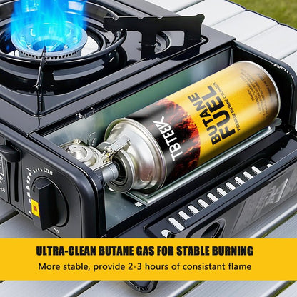 TBTeek Butane Fuel Canister, Butane Gas 8 oz, 2 Pack Premium Pure Refined Butane Gas Refill for Kitchen Torch Head, Camping Stove, Outdoor Cooking, Grilling & Emergency Use