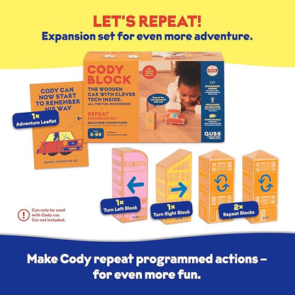Cody Block Repeat Expansion Set Educational Wooden Building Blocks and Car STEM Toys for Preschool Kids Ages 3+