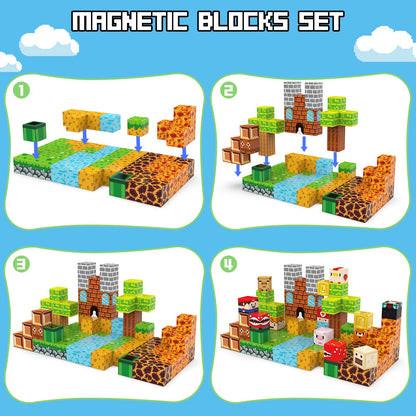 Fuwidvia Magnetic Blocks - 100PCS Magnets Cubes, Magnetic Building Blocks STEM Montessori Sensory Toys for 3 4 5 6 7 8-13 Year Old Boys Girls Birthday for Kids