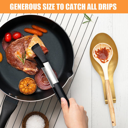 VanlonPro Stainless Steel Spoon Rest, Spatula Ladle Holder, Stainless Steel Utensil Spoon Rest Holder, Brushed Finish, Dishwasher Safe 9.8 x 3.7 Inch (Gold 1PC)