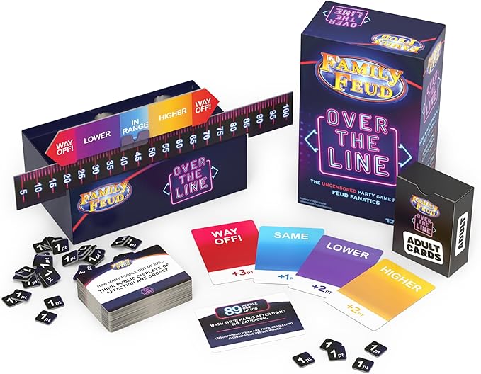 Spin Master Games Family Feud: Over the Line Adult Party Game The Classic Survey Says Guessing Game that Goes Beyond Family Fun Night for Teens &amp Adults Friendsgiving 2+ Players for Ages 17