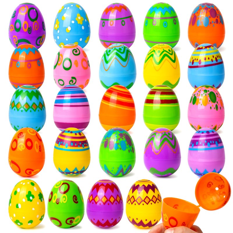 JOYIN 288PCS 2.3" Printed Easter Eggs, Empty Easter Eggs Fillable, Colorful Plastic Eggs Bulks for Easter Hunt, Party Favor, Basket Stuffers Filler, Classroom Prize Supplies