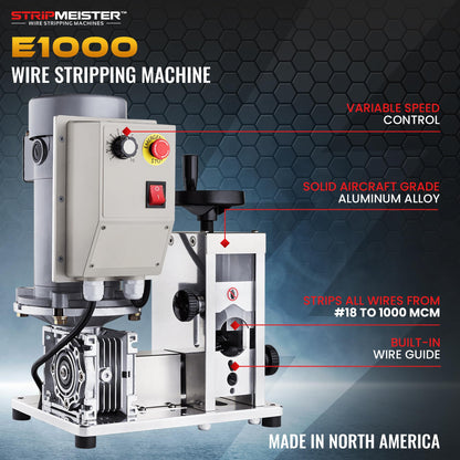 Automatic Wire Stripping Machine – StripMeister E1000 Electric Heavy‑Duty Wire Stripper for Copper & Aluminum Cables up to 1‑3/4”, Industrial‑Grade, Jam‑Free Design