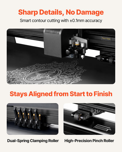 VEVOR Vinyl Cutter Machine, 53 inch Max Feed Width, Dual Blades, Adjustable Force and Speed, LED Display, Vinyl Plotter Cutter Printer Bundle with Sticker Sheets, Transfer Film, Signmaster Software