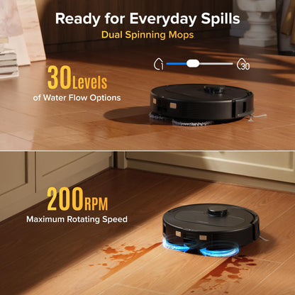roborock Qrevo S Pro Robot Vacuum and Mop, 18,500Pa Suction, Multifunctional Dock with 167℉ Mop Self-Cleaning, Smart Obstacle Avoidance, Anti-Tangle Brush, Liftable Spinning Mop, Black